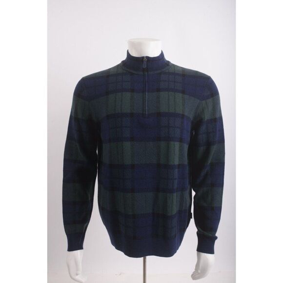 Vineyard Vines Mens Sweater Size M Navy Blue Green Tartan boathouse Plaid NWT - Picture 1 of 6